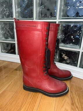 Ilse Jacobsen Red Lace-Up Boots